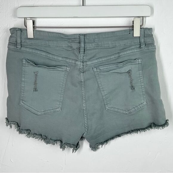 Angel Kiss Gray Blue Frayed Stretchy Jean Shorts 13 - Picture 3 of 5